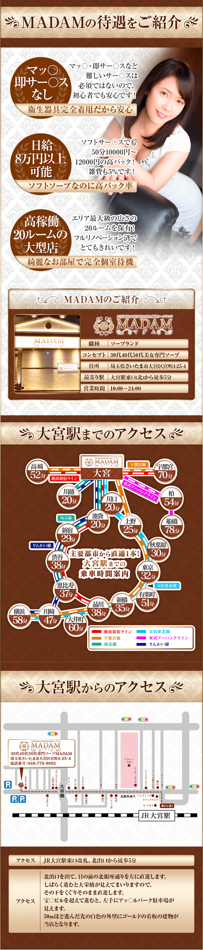 大宮のソープMADAM(マダム)は30代40代50代専門の埼玉県の風俗店！若妻、人妻、熟女ソープ！