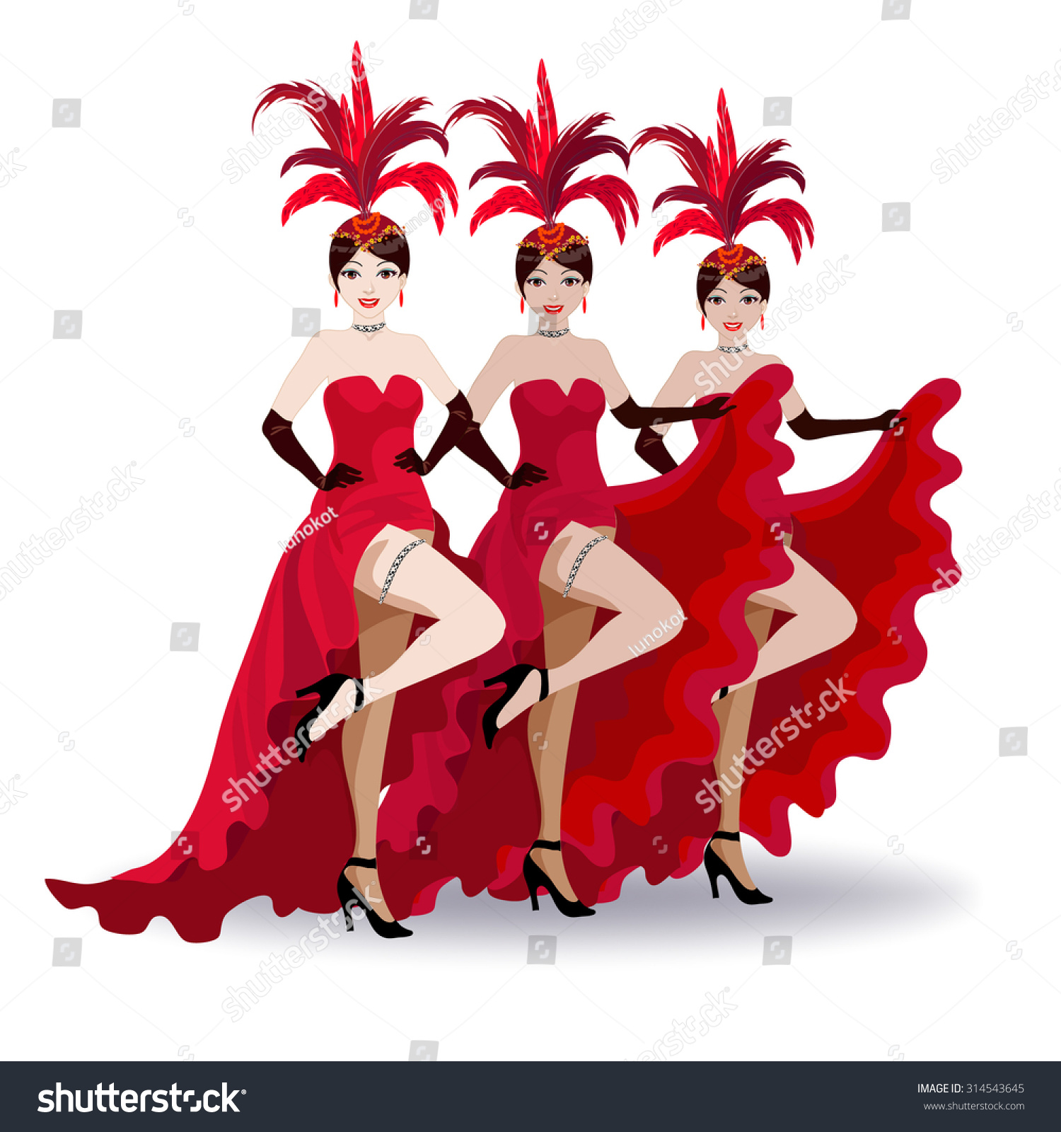 Cancan dancers in